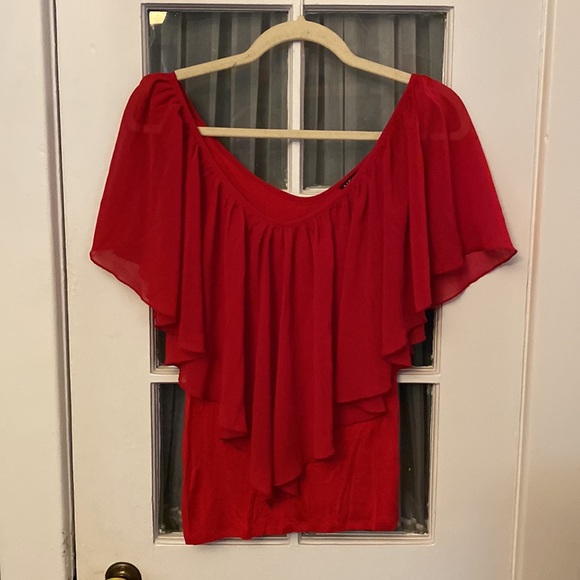 Venus Small Red Sheer Detail Top - Picture 2 of 9